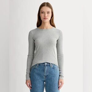 Everlane Luxe Rib Long-Sleeve Crew in Washed Heathered Grey XS